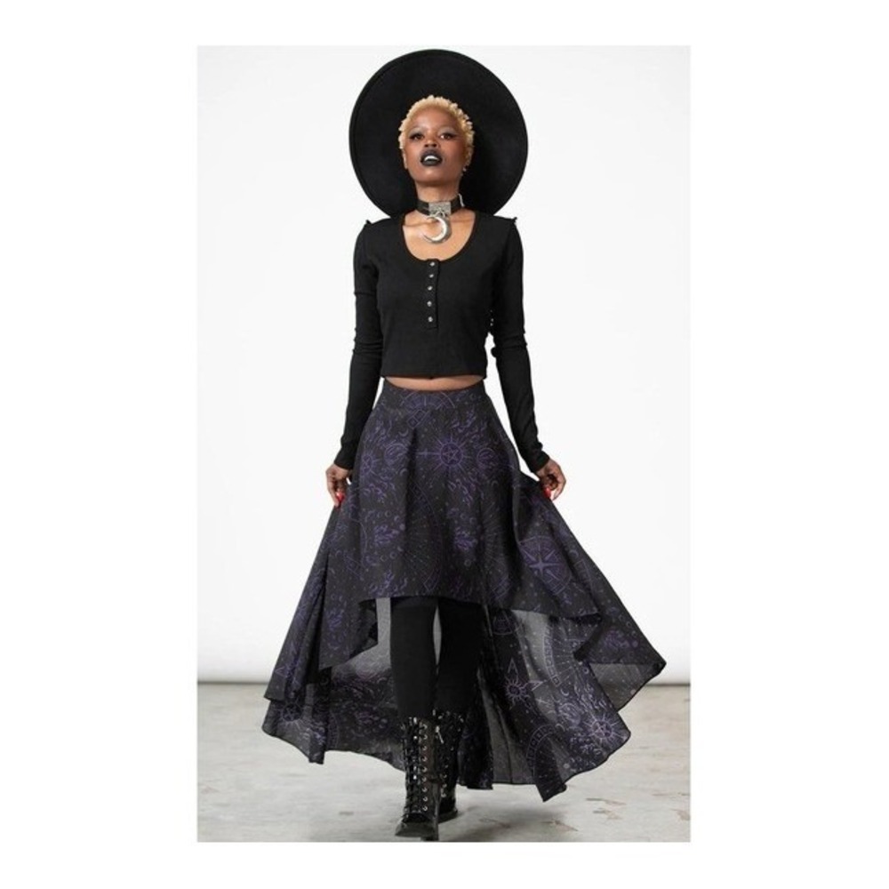 Killstar Corine Chiffon High low skirt astral designs